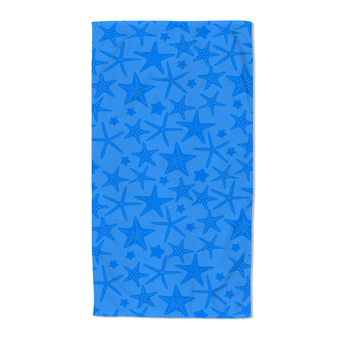 Starfish Blue Embossed Jacquard Beach Towel