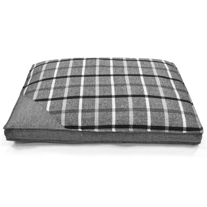 Check Stripe Slate Grey Lounger Pet Bed