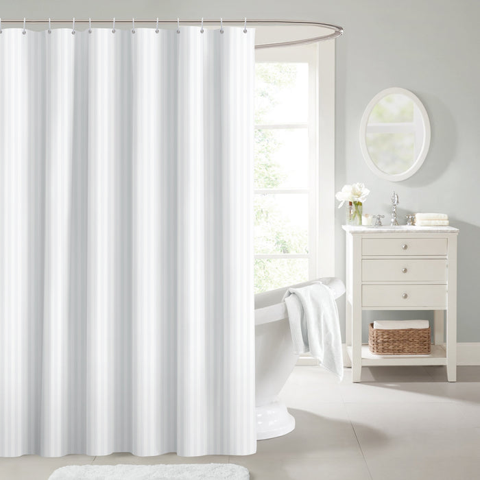 White Striped Shower Curtain