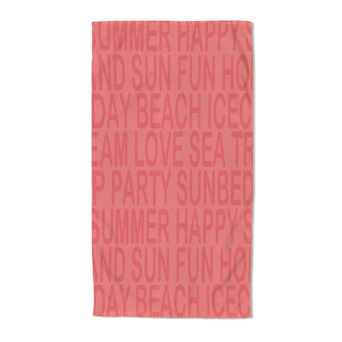 Salmon Pink Summer Happy Embossed Jacquard Beach Towel
