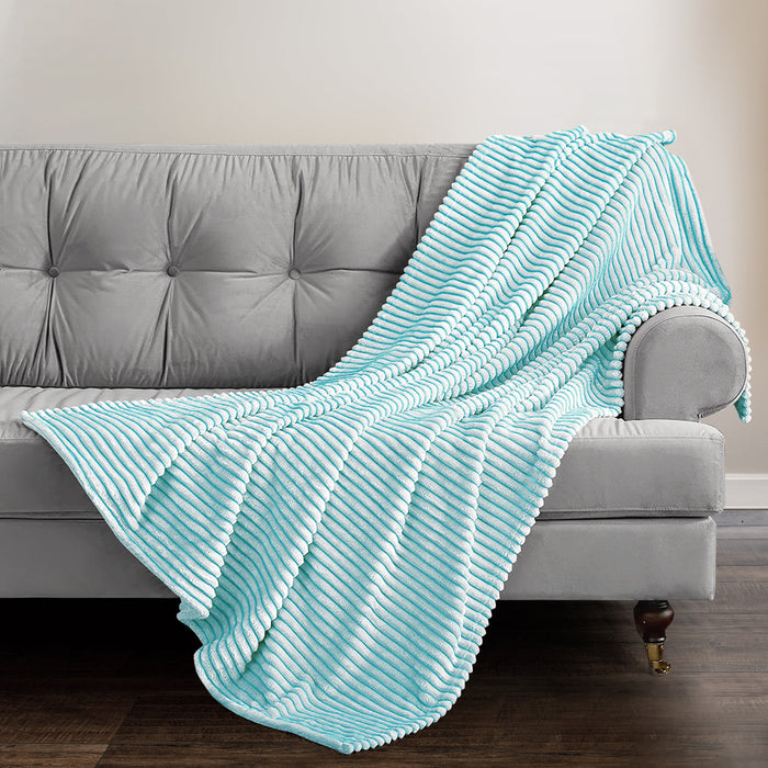 Corduroy Plush Printed Teal Blanket