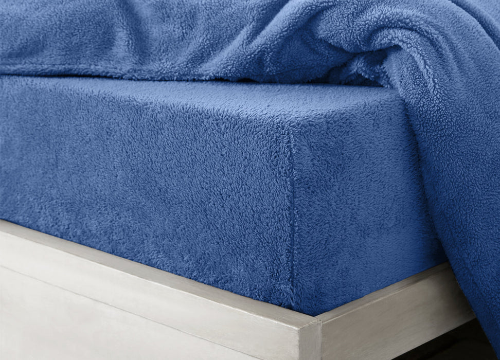 French Blue Teddy Fleece Fitted Sheet