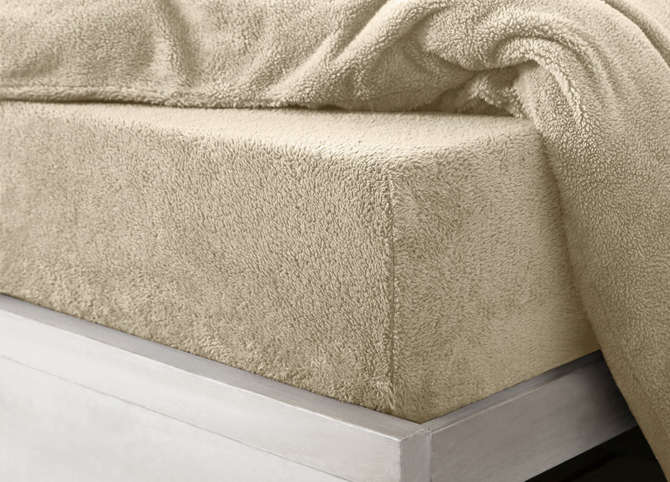 Taupe Teddy Fleece Fitted Sheet