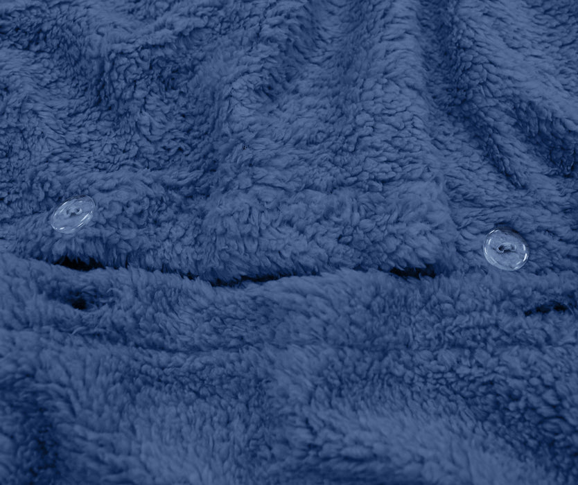 Teddy Fleece French Blue Duvet Cover & Pillowcase Set
