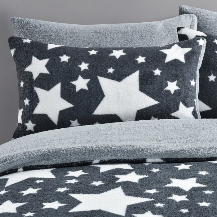 Galaxy Teddy Fleece Grey Duvet & Pillowcase Set