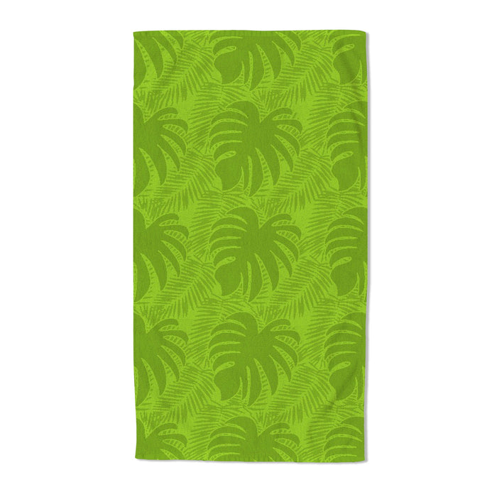Green Tropical Leaves Embossed Jacquard Beach Towel