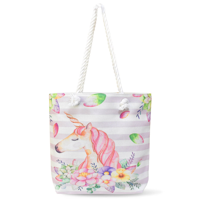 Unicorn Stripe Shopping Tote Bag
