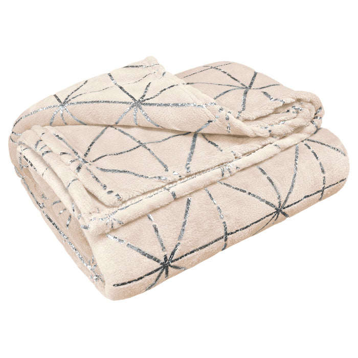 Vera Luxury Geometric Cream Throw Over Blanket
