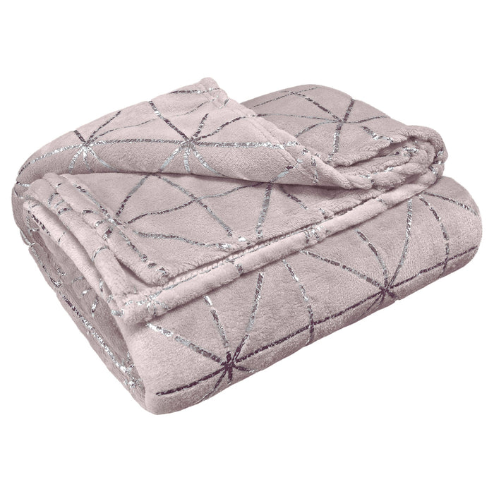 Vera Luxury Geometric Mauve Throw Over Blanket