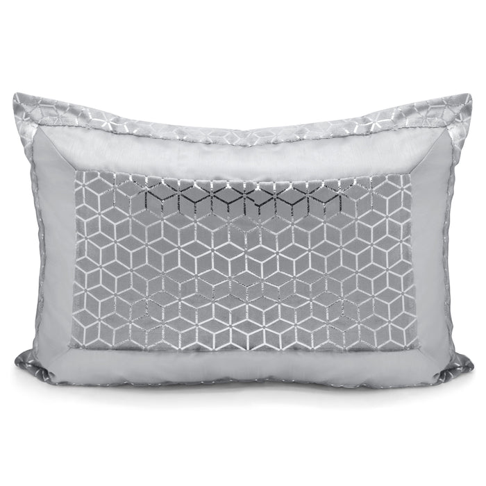 Vera Faux Silk Crushed Velvet Silver Quilted Bedspread