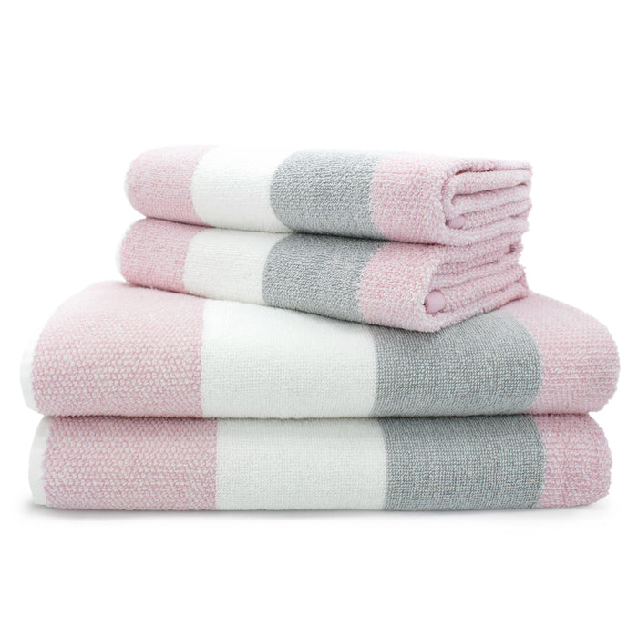 Weston 500gsm Cotton Pink Striped Towels