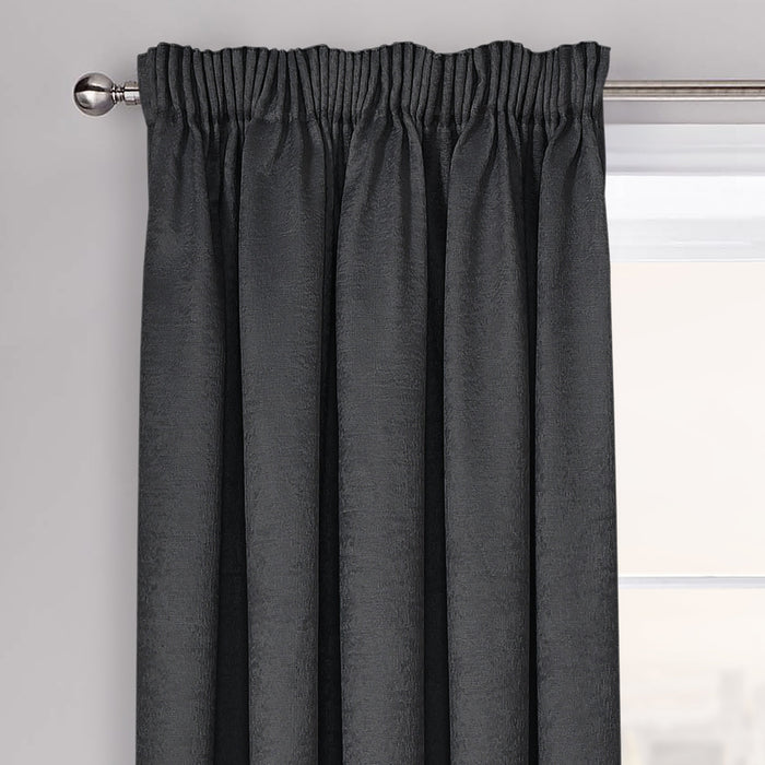 Westwood Black Dimout Pencil Pleat Curtains