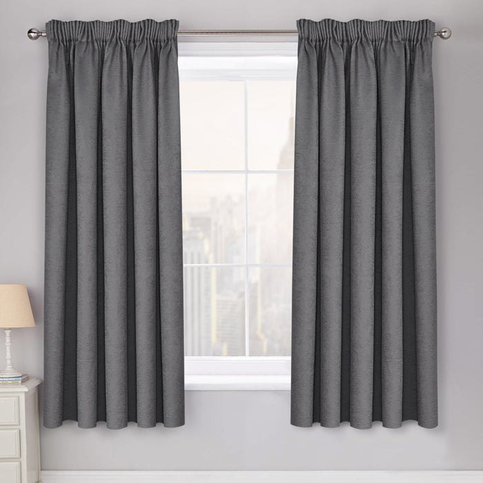 Westwood Charcoal Dimout Pencil Pleat Curtains