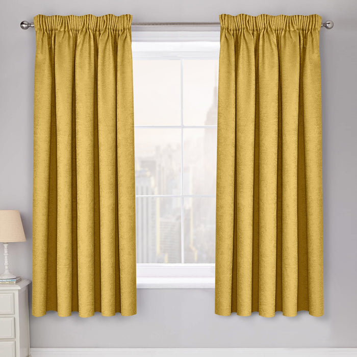 Westwood Ochre Yellow Dimout Pencil Pleat Curtains