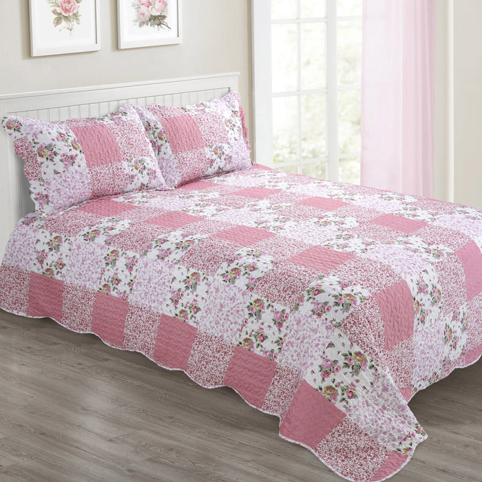 Wisteria Floral Patchwork Pinsonic Bedspread Set