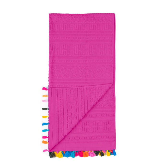 Fuchsia Pink Velour Tassle Beach Towel