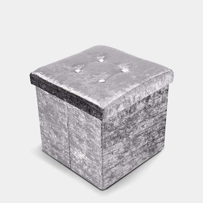 Silver Crushed Velvet Storage Box