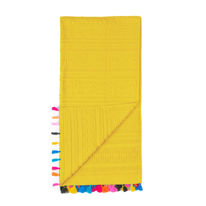 Yellow Velour Tassle Beach Towel