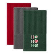 Velosso Xmas Ho Ho Ho 3 Pack Cotton Christmas Embroidered Tea Towels