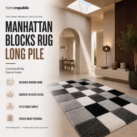 Home Republic Manhattan Blocks Rug Long Pile
