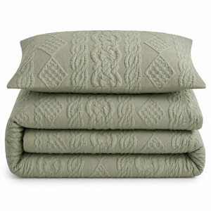 Velosso Quilted Knit Pinsonic Duvet Cover And Pillowcase Set