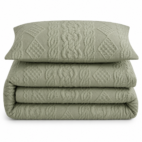 Velosso Quilted Knit Pinsonic Duvet Cover And Pillowcase Set