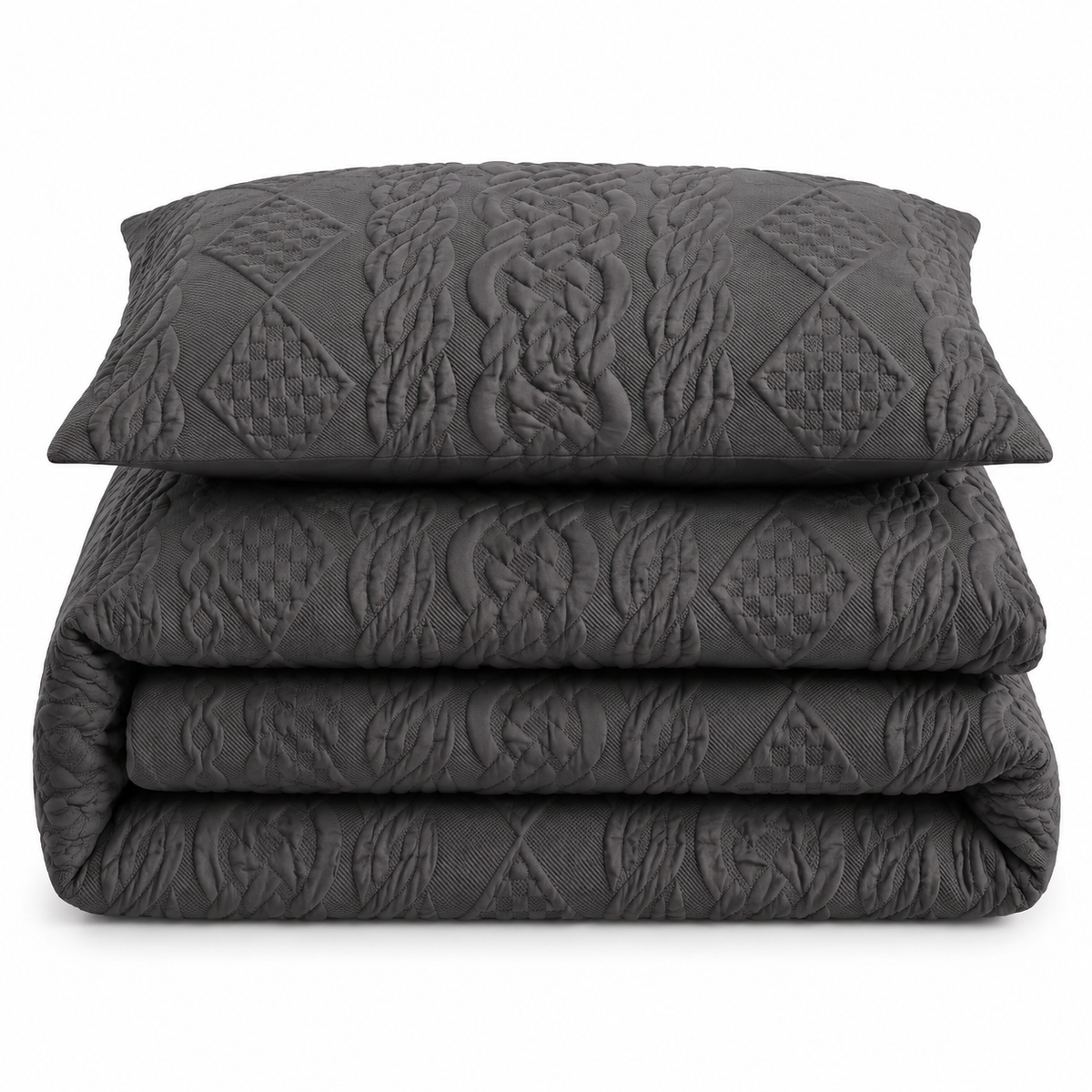 Velosso Quilted Knit Pinsonic Duvet Cover And Pillowcase Set