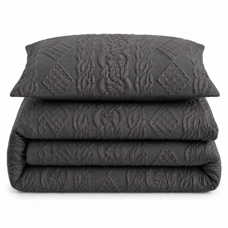 Velosso Quilted Knit Pinsonic Duvet Cover And Pillowcase Set