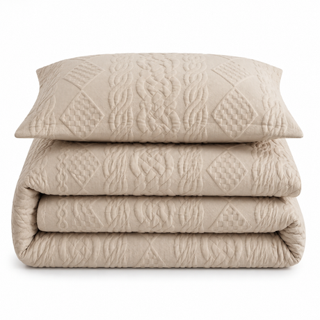 Velosso Quilted Knit Pinsonic Duvet Cover And Pillowcase Set