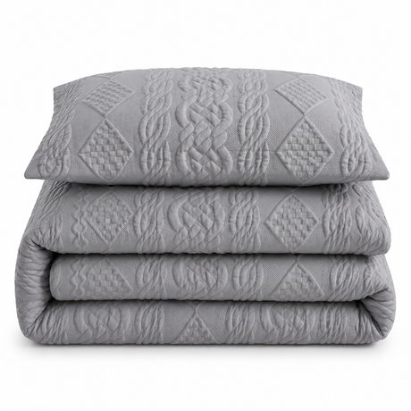 Velosso Quilted Knit Pinsonic Duvet Cover And Pillowcase Set