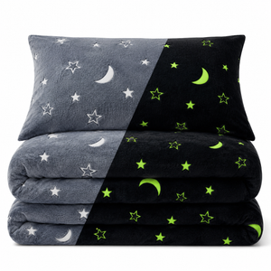 Velosso Glow in The Dark Teddy Moon & Stars Duvet Cover & Pillowcase Set