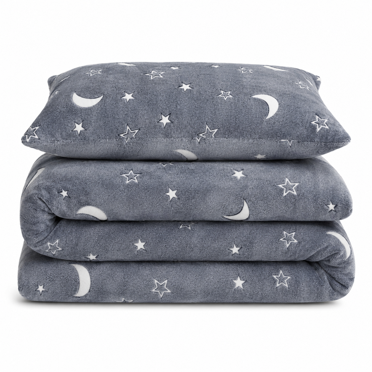 Velosso Glow in The Dark Teddy Moon & Stars Duvet Cover & Pillowcase Set
