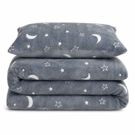 Velosso Glow in The Dark Teddy Moon & Stars Duvet Cover & Pillowcase Set