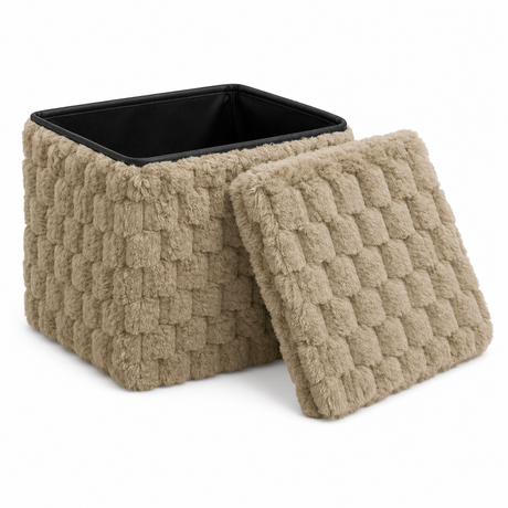 Home Republic Chunky Popcorn Faux Rabbit Fur Storage Ottoman