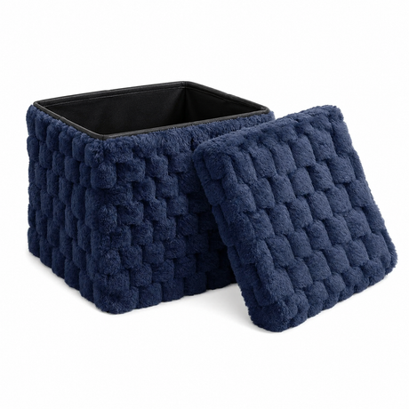Home Republic Chunky Popcorn Faux Rabbit Fur Storage Ottoman