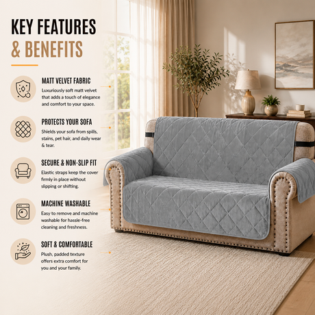 Home Republic Matt Velvet Sofa Protector