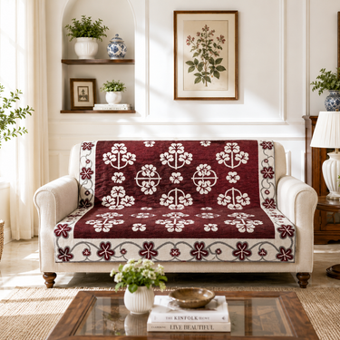 Ashley Mills Chenille Floral Throw 100% Cotton