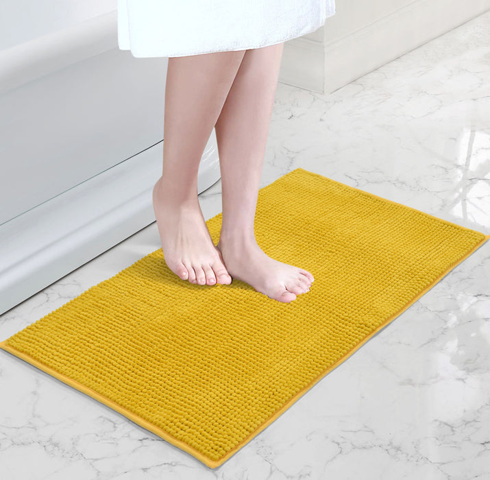 Luxury Non-Slip Soft Ochre Bath Mat Shaggy Noodle Super Absorbent Microfiber Bathroom Mat