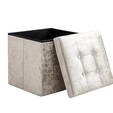 Home Republic Foldable Crushed Velvet Storage Ottoman