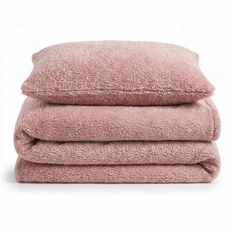 Velosso Plain Teddy Fleece Duvet Cover And Pillowcase Set