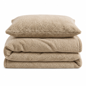 Velosso Plain Teddy Fleece Duvet Cover And Pillowcase Set