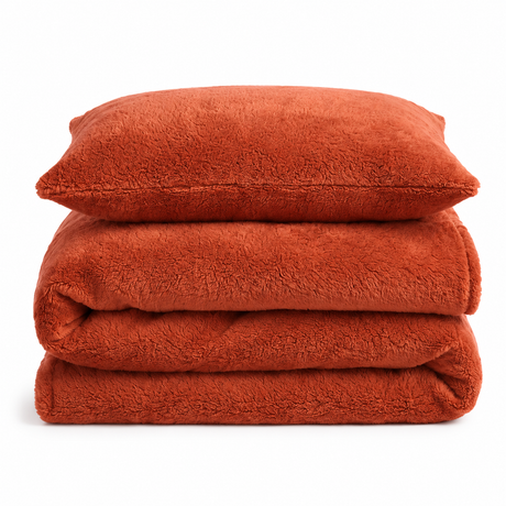 Velosso Plain Teddy Fleece Duvet Cover And Pillowcase Set