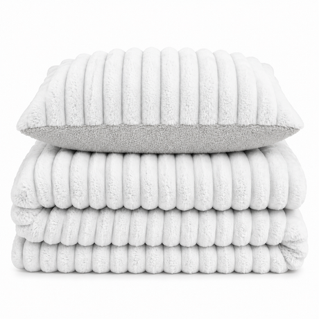 Velosso Jumbo Cord Faux Rabbit Fur Duvet Cover And Pillowcase Set