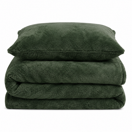 Velosso Plain Teddy Fleece Duvet Cover And Pillowcase Set