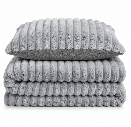 Velosso Jumbo Cord Faux Rabbit Fur Duvet Cover And Pillowcase Set