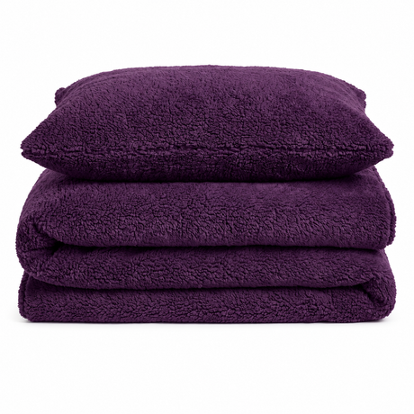 Velosso Plain Teddy Fleece Duvet Cover And Pillowcase Set