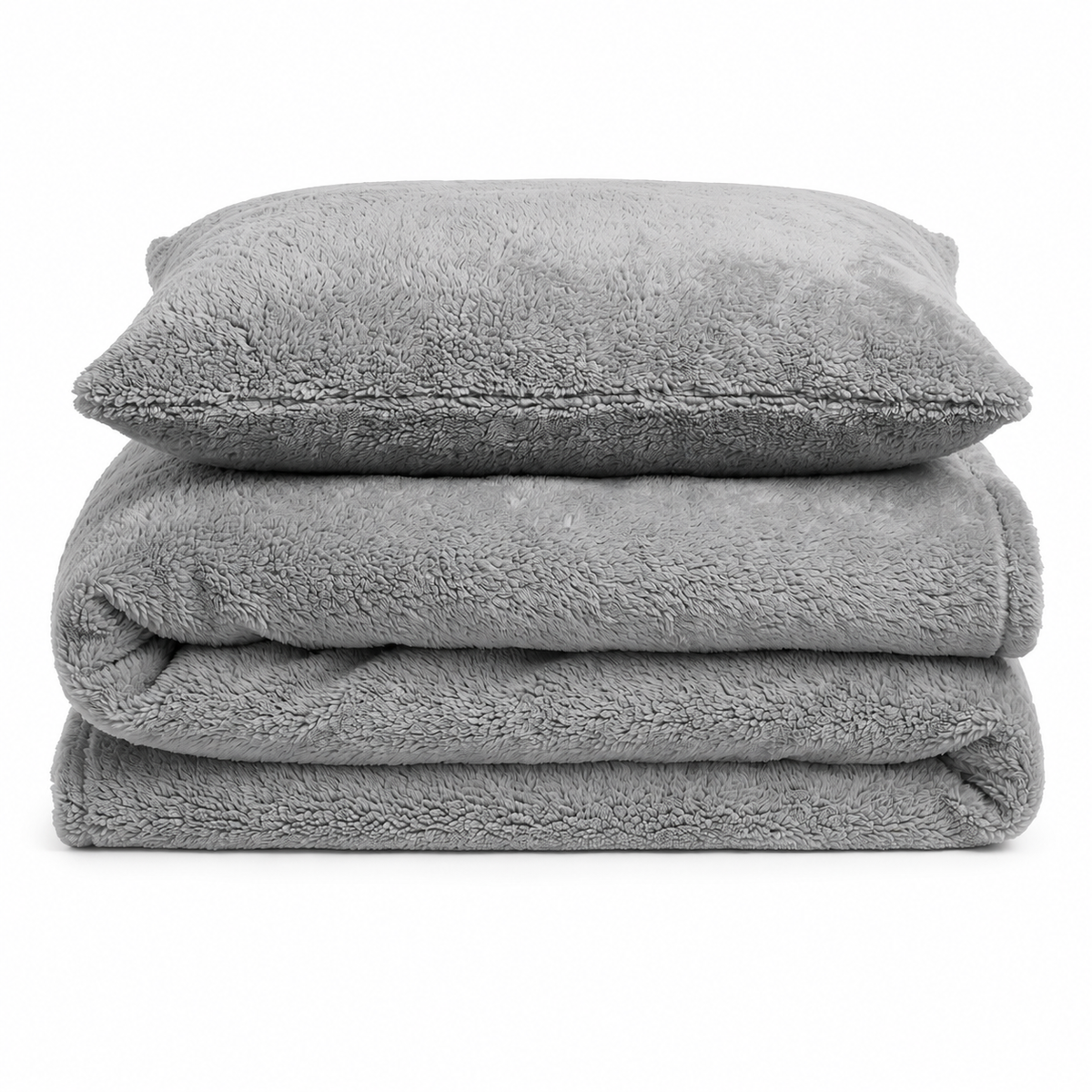 Velosso Plain Teddy Fleece Duvet Cover And Pillowcase Set