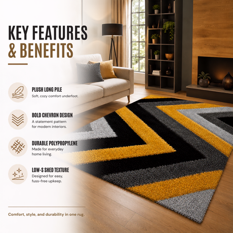 Home Republic Shaggy Chevron Rug Long Pile