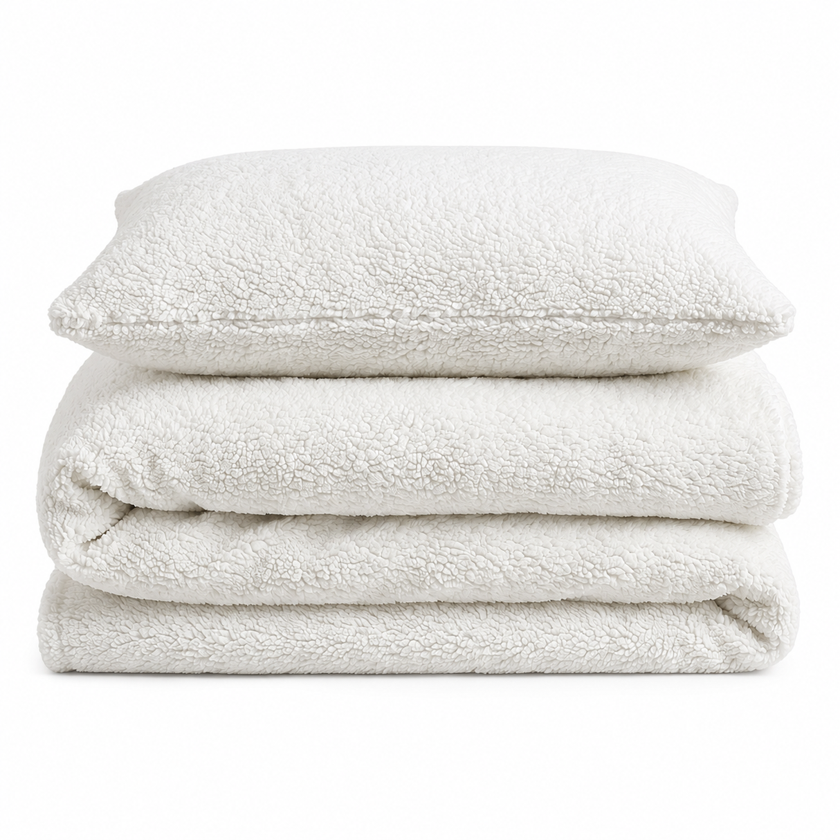 Velosso Plain Teddy Fleece Duvet Cover And Pillowcase Set