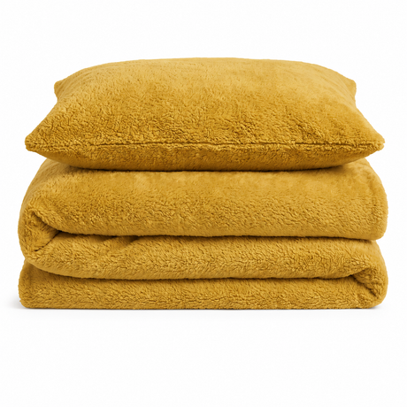 Velosso Plain Teddy Fleece Duvet Cover And Pillowcase Set